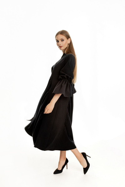 Классическое демисезонное платье в стиле casual AURA otd 3139 черный - фото 4