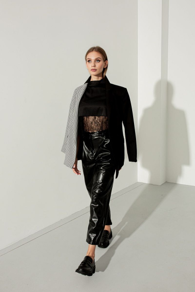 Черный жакет из текстиля для повседневных задач AURA otd 1039 черный - фото 4