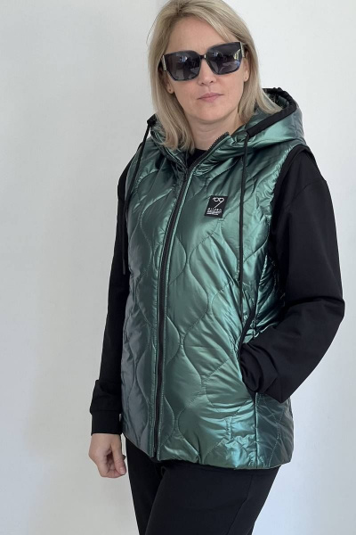 Брюки, джемпер, жилет TAiER 1082 изумруд - фото 2