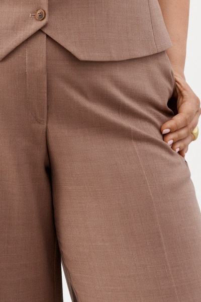 Классические брюки с высокой талией из текстиля Ketty К-01860 кофейный - фото 6