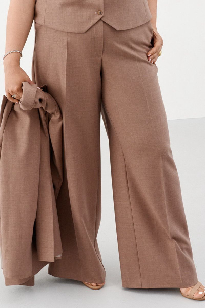 Классические брюки с высокой талией из текстиля Ketty К-01860 кофейный - фото 5