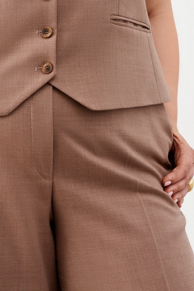 Классические брюки с высокой талией из текстиля Ketty К-01860 кофейный - фото 4