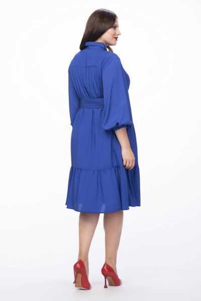 Демисезонное платье из вискозы с поясом и воланом Stilville 1207 джинс - фото 3