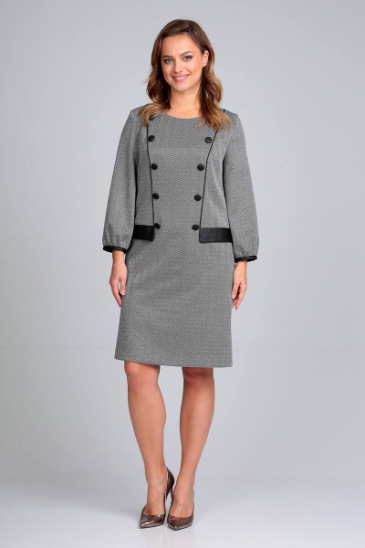 Платье из трикотажа с декоративными вставками из эко-кожи Liona Style 851 - фото 1