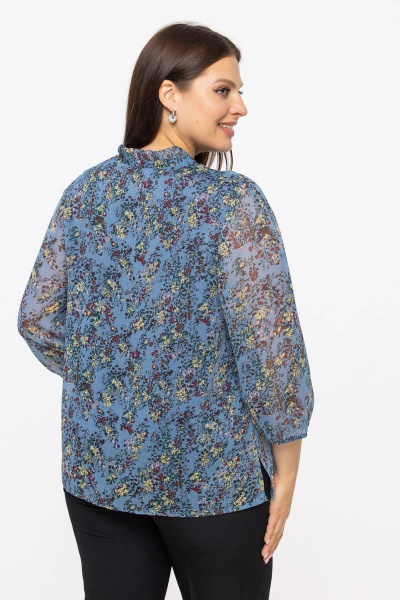 Демисезонная блуза из вискозы с аскот-воротником Avila 0909 синий - фото 2