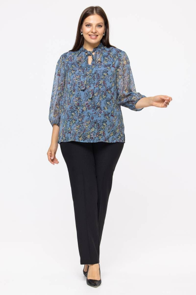 Демисезонная блуза из вискозы с аскот-воротником Avila 0909 синий - фото 6