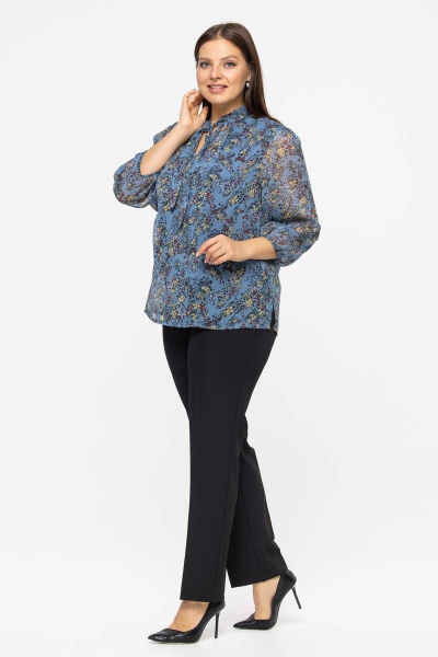 Демисезонная блуза из вискозы с аскот-воротником Avila 0909 синий - фото 5