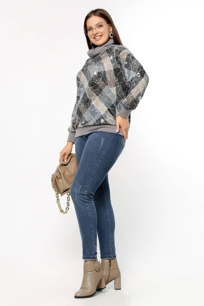 Джемпер La rouge 3248 клетка-(латте) - фото 3