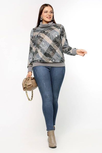 Джемпер La rouge 3248 клетка-(латте) - фото 2