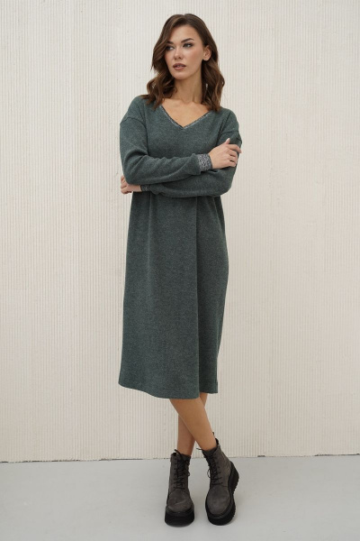 Длинное трикотажное платье с V-образным вырезом Fantazia Mod 4333 - фото 1