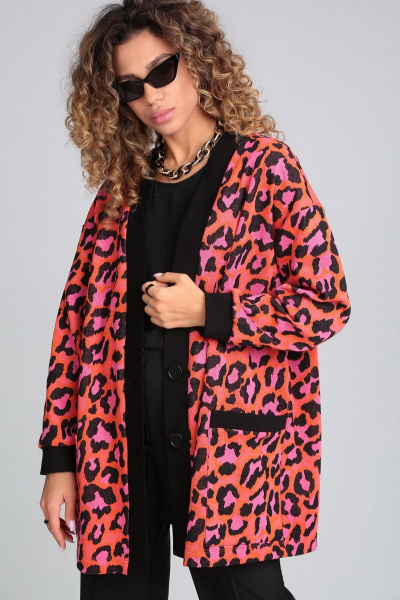 Демисезонный кардиган с модным принтом и накладными карманами ALEZA 1113 - фото 1