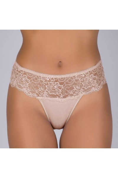 Трусы из хлопкового трикотажа с кружевной отделкой Verally 1040-3 серебристый пион - фото 1