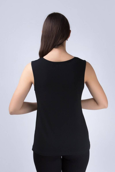 Майка из хлопка с кружевной отделкой и коротким рукавом Verally 303-5 черный - фото 2