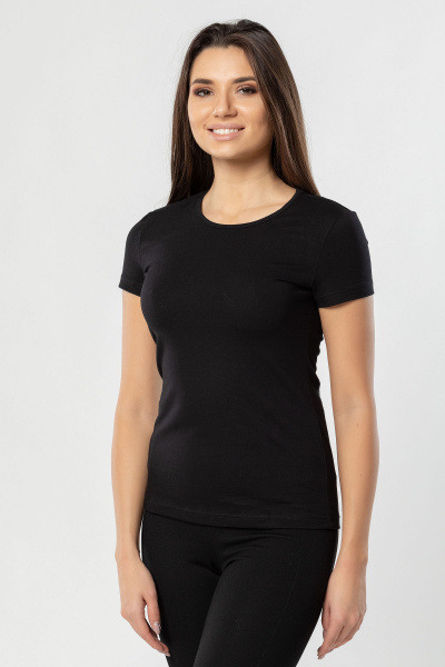 Фуфайка женская приталенная из трикотажа и хлопка SERGE 6367/56 black001 - фото 1