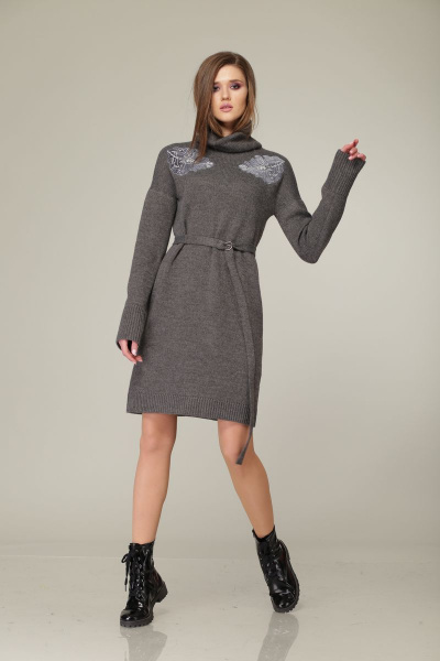 Платье из трикотажа в стиле на каждый день для демисезона Barbara Geratti С2643BG т.серый - фото 1