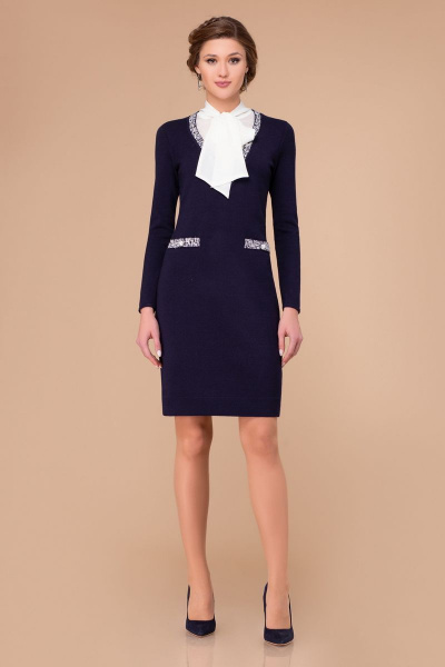 Платье трикотажное на каждый день, синий Barbara Geratti С2685BG темно-синий - фото 1
