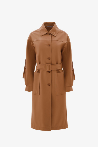 Плащ бежевый из экокожи с комфортной посадкой Elema 2-11842-1-170 бежевый - фото 1