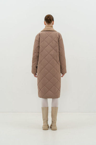 Пальто бежевое демисезонное из плащёвой ткани Elema 5-12194-1-170 бежевый - фото 4