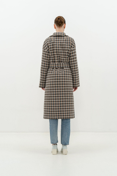 Пальто демисезонное на каждый день из шерсти Elema 6-12199-1-164 клетка - фото 4
