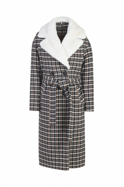 Пальто демисезонное на каждый день из шерсти Elema 6-12199-1-164 клетка - фото 5