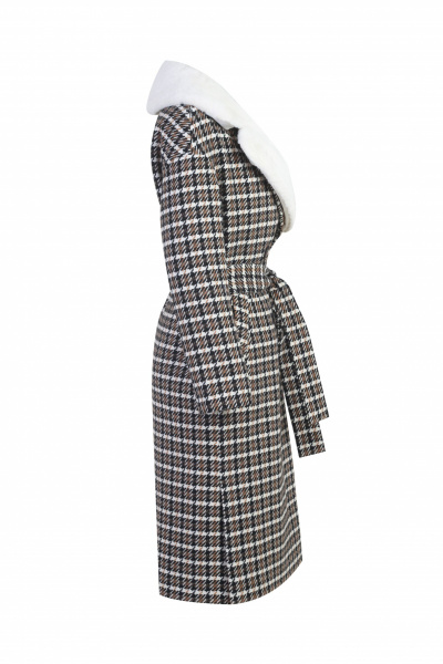 Пальто демисезонное на каждый день из шерсти Elema 6-12199-1-164 клетка - фото 6