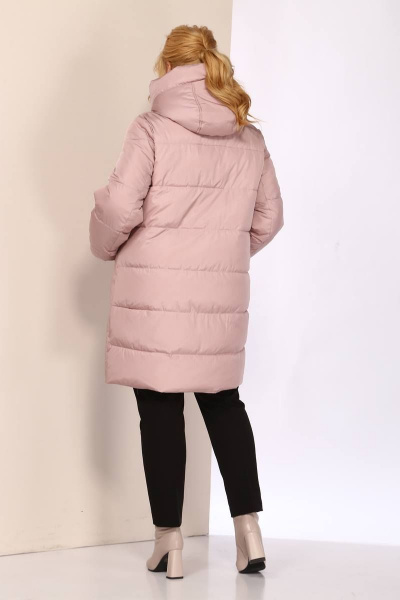 Плюшевая утепленная зимняя куртка с капюшоном и карманами Shetti 2094 пудра - фото 5
