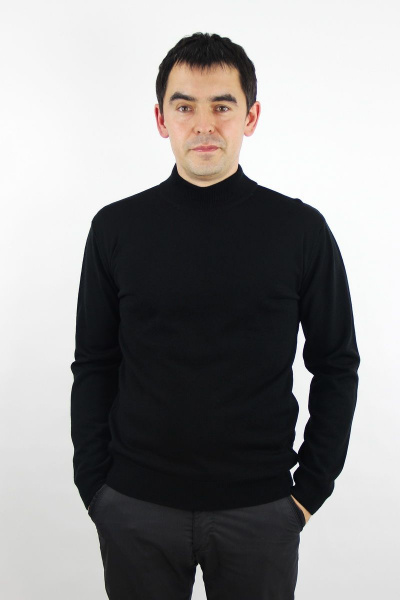 Демисезонный вязаный свитер зауженный с двойным воротником Полесье С3012-15 5С1749-Д43 170,176 черный - фото 1