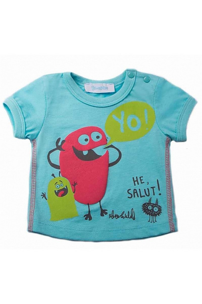 Классический джемпер с печатью из хлопка для детей Bell Bimbo 160142 св.бирюза - фото 1