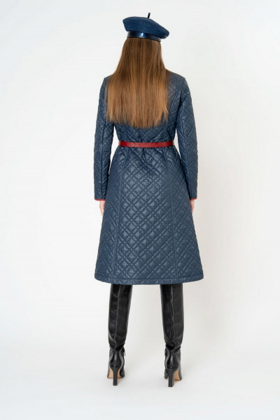 Пальто демисезонное прямое плащёвая ткань Elema 5-11113-1-170 тёмно-синий/рябина - фото 3