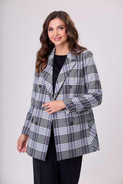 Жакет БелЭльСтиль 848-1 23 22 сине-бело-черная-клетка - фото 5