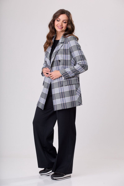 Жакет БелЭльСтиль 848-1 23 22 сине-бело-черная-клетка - фото 3