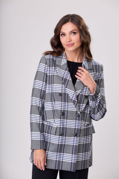 Жакет БелЭльСтиль 848-1 23 22 сине-бело-черная-клетка - фото 2