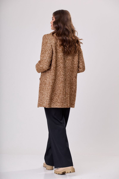 Полупальто двубортное прямого силуэта на каждый день БелЭльСтиль 858-1 27 22 коричневый - фото 6