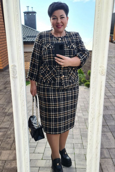 Жакет, юбка Vittoria Queen 17403 клетка - фото 4