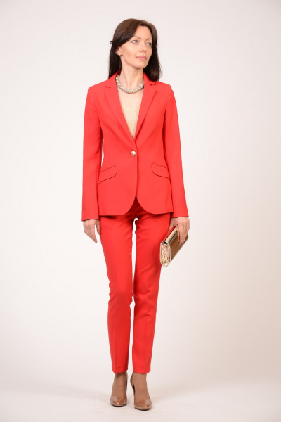 Красный костюм из вискозы с классическими брюками и жакетом Domna 16011 красный - фото 2