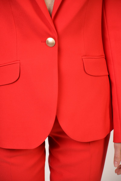 Красный костюм из вискозы с классическими брюками и жакетом Domna 16011 красный - фото 7