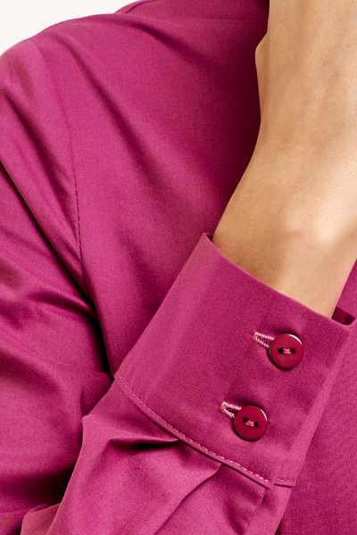 Платье из хлопка с кокеткой и сборками для романтических образов Панда 67687z темно-малиновый - фото 4