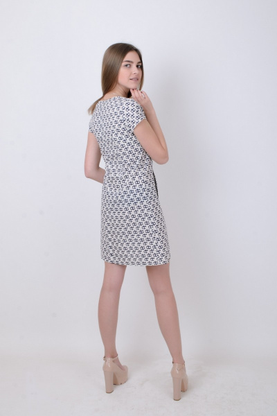 Платье колокольчик с карманами и лодочной горловиной Mita ЖМ805 горох - фото 3