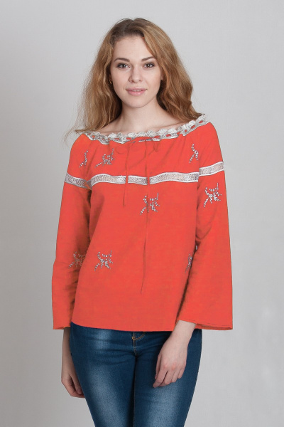 Летняя красная блузка с регулировкой горловины Ouarida 16С-Л938R - фото 1