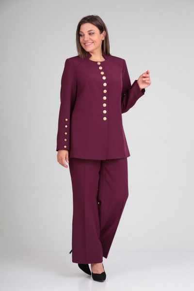 Демисезонный костюм 2-ка из тянущейся костюмной ткани Mubliz 003/1 слива - фото 3