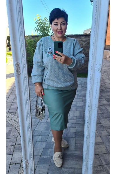 Джемпер, юбка Vittoria Queen 17083 мятный - фото 4