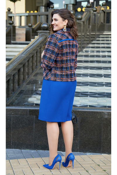 Жакет, платье Vittoria Queen 16533 дизайн_клетка-василек - фото 2