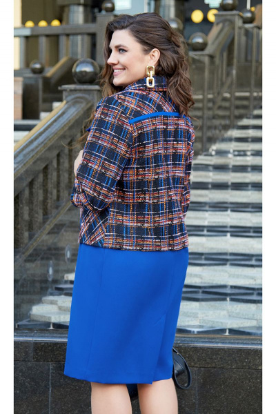 Жакет, платье Vittoria Queen 16533 дизайн_клетка-василек - фото 6