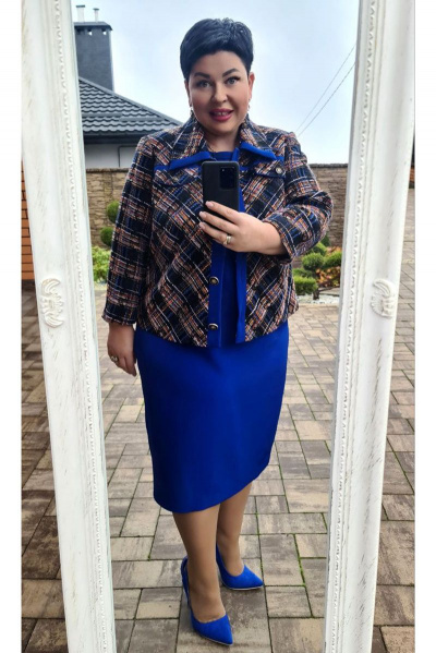 Жакет, платье Vittoria Queen 16533 дизайн_клетка-василек - фото 7