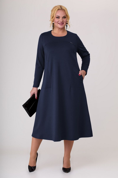 Платье из трикотажа с асимметричным лифом и карманами Algranda А3944-4 - фото 1