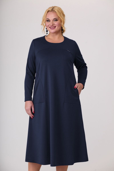 Платье из трикотажа с асимметричным лифом и карманами Algranda А3944-4 - фото 2