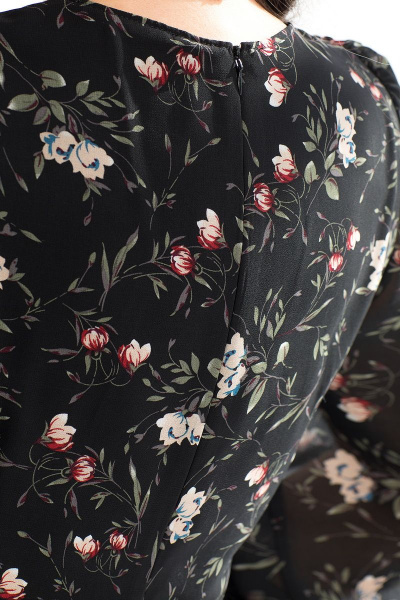 Платье на каждый день с рисунком из ткани и шифона с поясом Golden Valley 4708 черный - фото 7