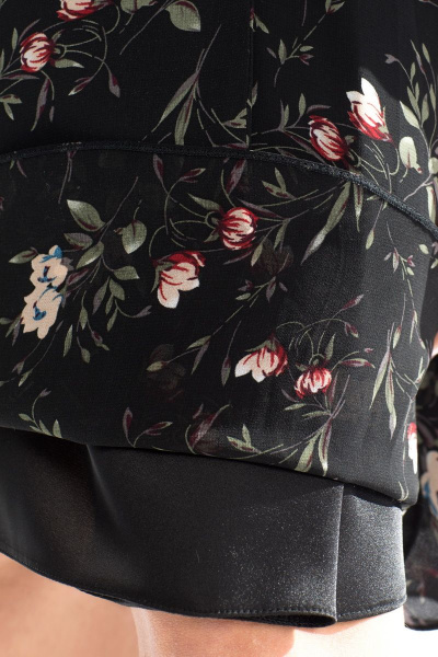 Платье на каждый день с рисунком из ткани и шифона с поясом Golden Valley 4708 черный - фото 6