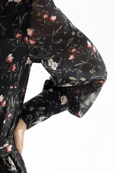 Платье на каждый день с рисунком из ткани и шифона с поясом Golden Valley 4708 черный - фото 4