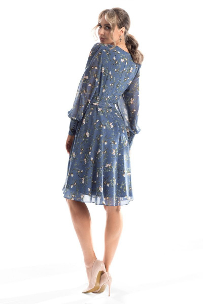 Платье из шифона с талиевыми вытачками и съемным поясом Golden Valley 4708 голубой - фото 2